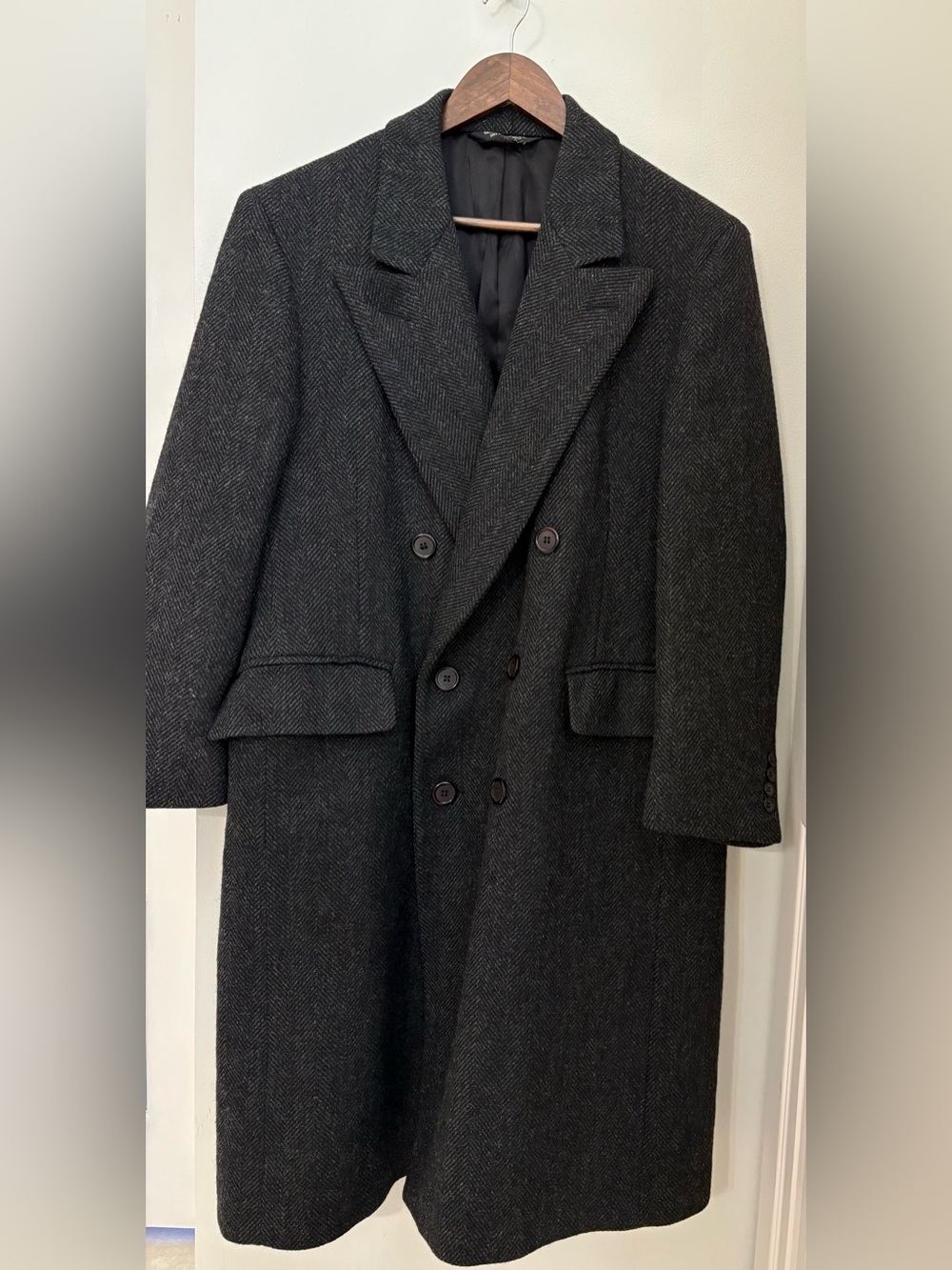 VINTAGE Christian Dior Monsieur Sport Men’s Herringbone Wool Coat Gray USA Made